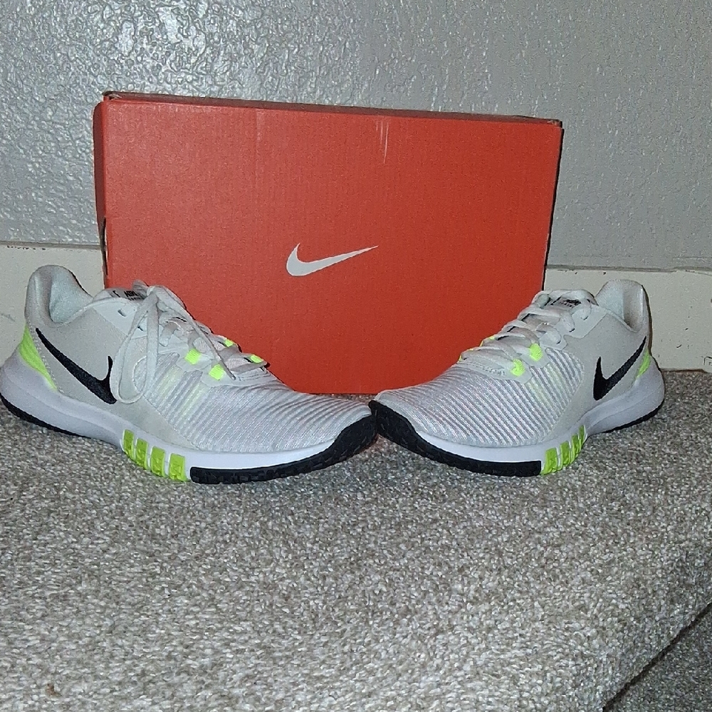 Nike White and Black Sneakers with Neon Accents